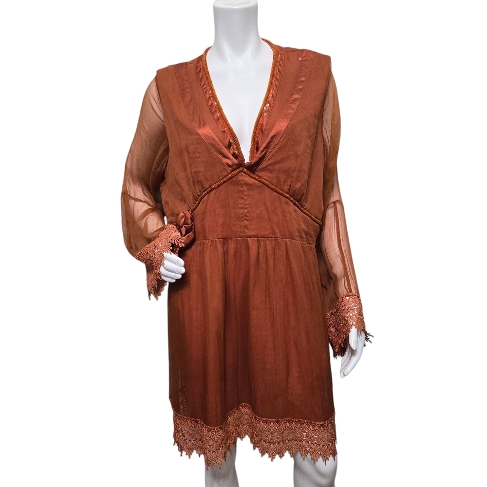 Hopeless Romantic Rust Sheer Flowy Dress Size 2X